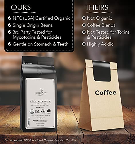 French Vanilla Low Acid Ground Coffee 12oz - Organic & Certified