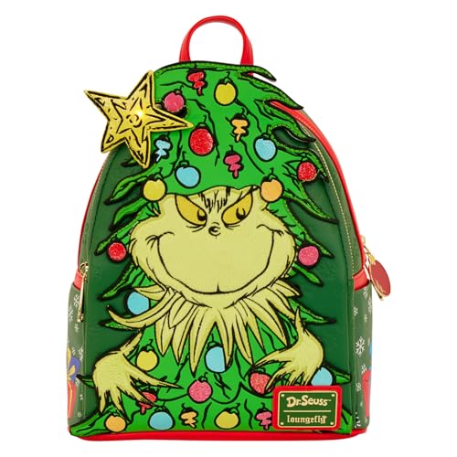 Dr. Seuss Grinch Holiday Mini Backpack - Faux Leather, Light-Up Star