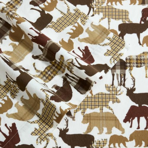 King Sheet Set with Fitted & Pillowcases - Animal Plaid Brown Variation