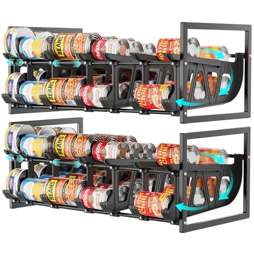 iSPECLE 120 Can Pantry Organizer - Black Auto-Rolling Expandable Can Rack