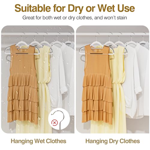 White & Dark Gray Plastic Hangers 50 Pack - Non-Slip, Heavy Duty Closet Organizers