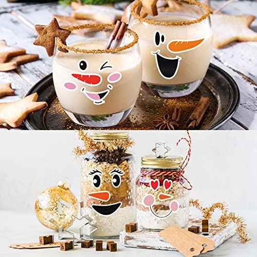 36 Pcs Snowman Faces Christmas Vinyl Stickers for Crafts Snowman Face Decals Glass Water Bottles Window Sticker Art Wall Decor for Christmas Party Supplies Home Decoration