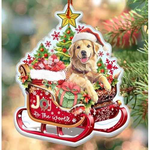 Golden Retriever Christmas Ornament for Golden Retriever Lovers - Christmas Decor 2024 for Golden Retriever Lovers - Golden Dog Aluminum Ornaments (NOT 3D) for Christmas Tree