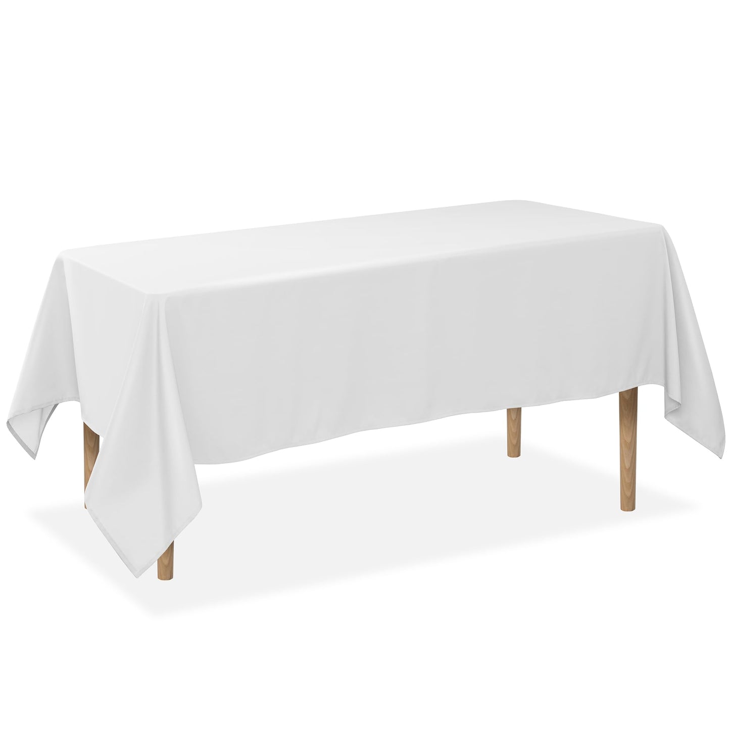 Lann's Linens 70 x 120 Inch Rectangular Tablecloth, Washable Polyester Fabric Table Cloth for Dining Tables, Parties, Restaurants, Weddings - White