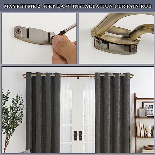 Mayrhyme Antique Bronze Double Curtain Rod 72-144 Inch Adjustable Room Darkening Drapery Rod with Wrap Around Design