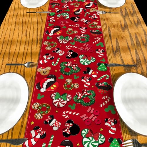 Christmas Table Runner 13x90 Inch Red-Green Holiday Decor for Home & Party