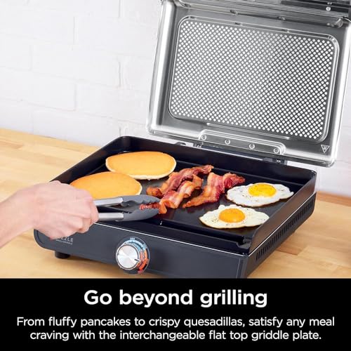 Indoor Smokeless Grill with Interchangeable Plates & 500°F Max Heat