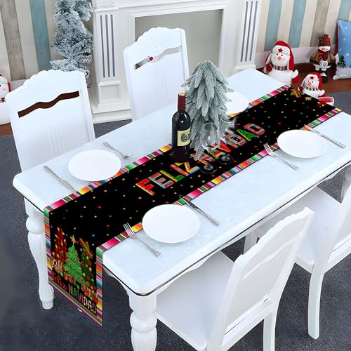 Nepnuser Feliz Navidad Christmas Table Runner Pattern-B 13x72 Inches Rustic Holiday Decor