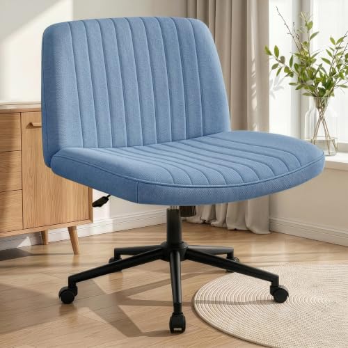 Neo Chair Blue Dual Base Criss Cross Office Chair with Wheels & Foot Pads