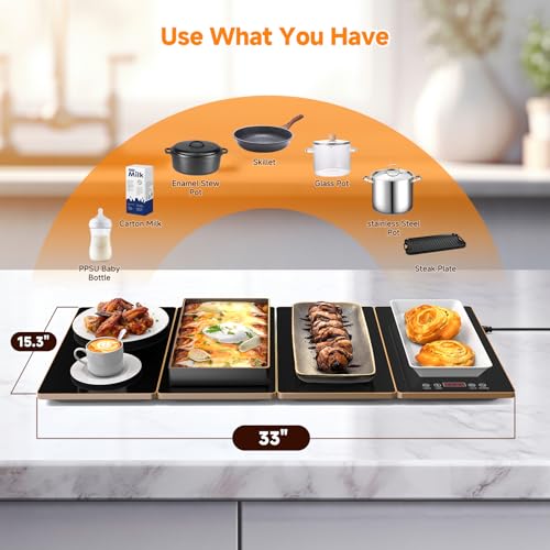 FEPPO Black & Gold 4-in-1 Electric Warming Tray for Buffet Parties