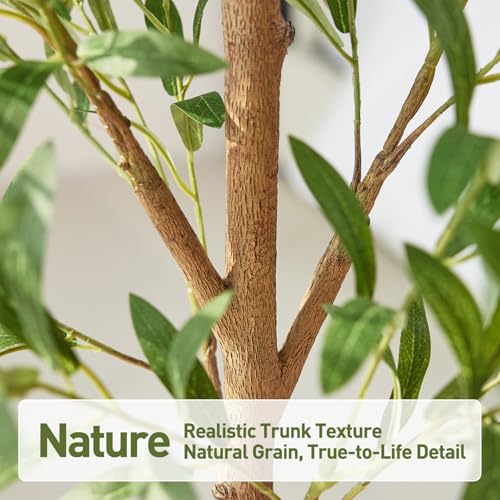 6ft Artificial Olive Tree with Real Wood Trunk - Indoor Faux Plant Decor