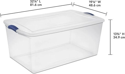 Clear Plastic Storage Bin - 105 Quart Latch Box with Clear Lid | Durable & Versatile