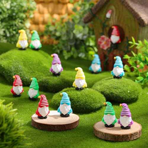 12 Pcs Christmas Mini Gnomes Tiny Figures Miniature Gnomes Fairy Gifts Statues Tiny Figurines for Landscape Outdoor Patio Yard for Garden Accessories Spring Gifts Fairy Goodie Bag