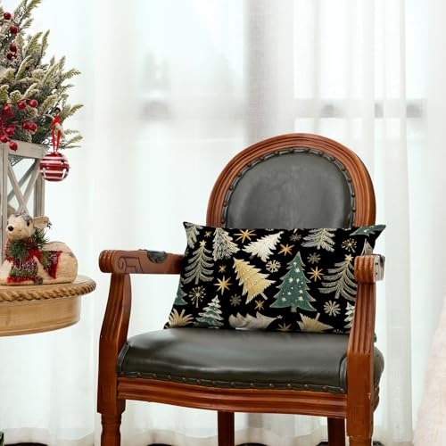 Geeory Christmas Tree Pillow Cover 12 x 20 Inches Green, 1 Pack GS065-12