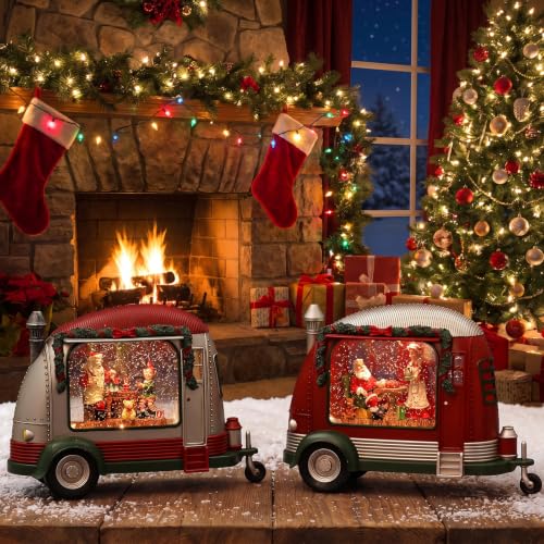 Greluna Santa Claus RV Snow Globe with Lights & Music - Christmas Gift Room Scene