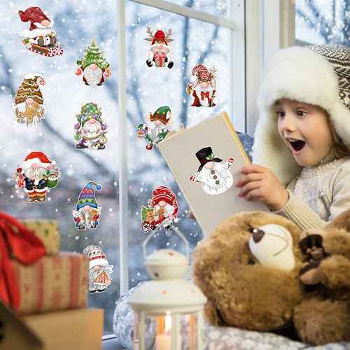 48 Pcs Christmas Gnome Cutouts Christmas Bulletin Board Decorations Classroom Winter Holiday Cut-Outs Decor Home School Bulletin Board Stickers for Wall Window