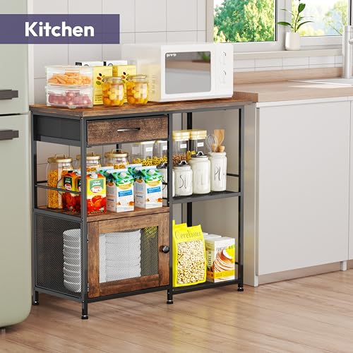 Espresso Large Farmhouse Coffee Bar Cabinet with Storage - 33.31x14.25 inches