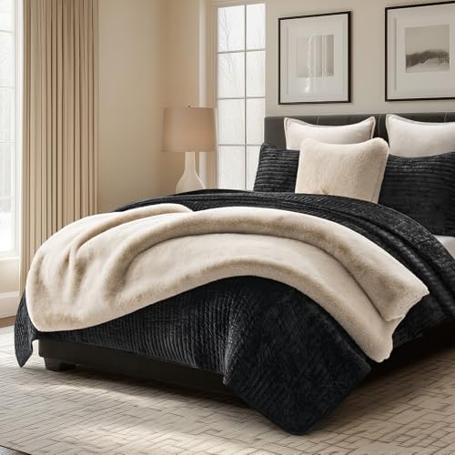 Faux Chinchilla Fur Throw Blanket - 50x60 Inch Birch Mink Plush Comfort