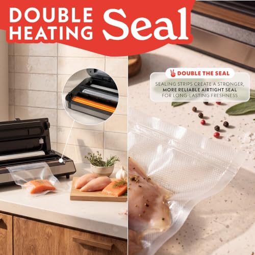 Gourmia Vacuum Sealer with Marinate Function - Food Preservation System with LED Display & Vacuum Hose