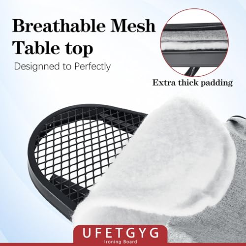 UFETGYG Black Ironing Board 43x13in with Heat-Resistant Cover & Adjustable Height