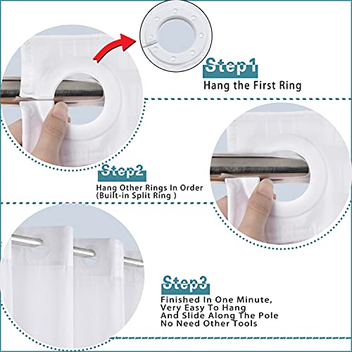 Conbo Mio Extra Wide No Hook Shower Curtain with Snap-In Liner Set 108x74 White - Check-White