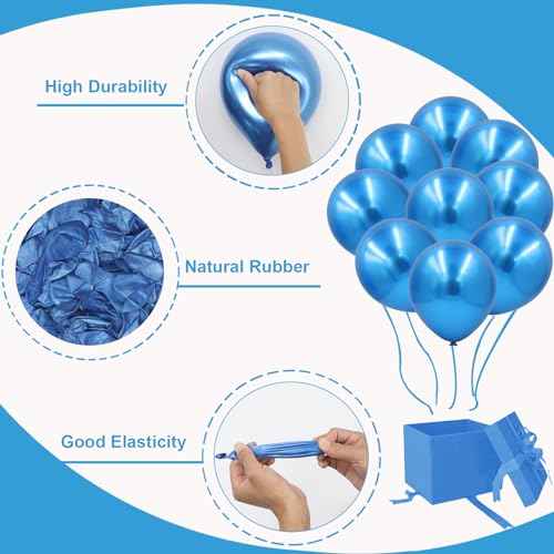 Blue Balloons in different sizes 5 10 12 18inch-134pcs Metallic Chrome Blue Balloons for Garland Arch£¬Baby Shower Graduation Wedding Anniversary Gender Reveal Birthday Party Decorations