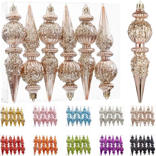 Munansli 6.7 Inch Rose Gold Christmas Ornaments Set, Shatterproof Holiday Ball Decorations