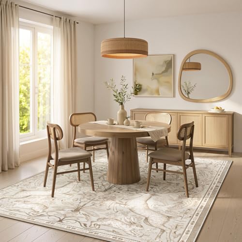 Lahome 6x9 Washable Area Rug for Living Room, Woodland Deer Boho