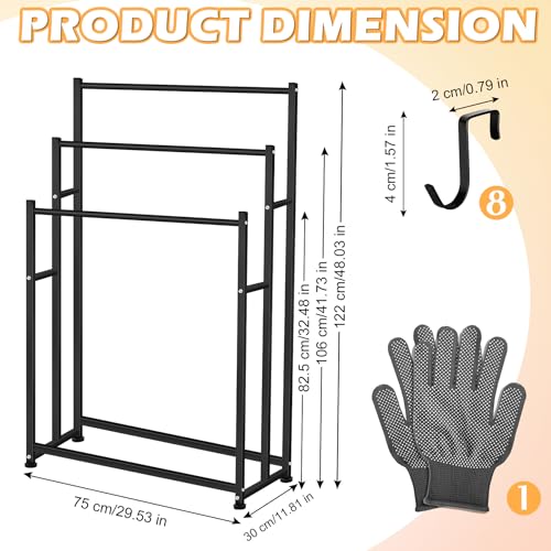 Black 47.6 Inch Tall Freestanding Towel Rack with 3 Tiers for Bathroom & Pool Area