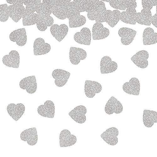 Heart Confetti Glittery Sliver Love | Valentine's Day Wedding Anniversary Engagement Bachelorette Party Festival Decoration Supplies | Eco-friendly PVC | 45g 1.6OZ 450Pcs