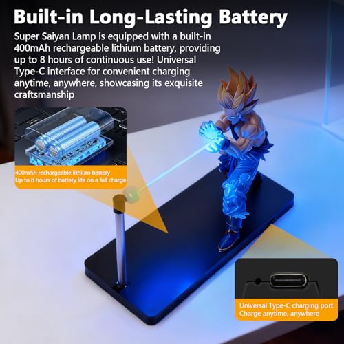 Magnetic Super Saiyan Lamp with LED Lighting Effect - Goku Kamehameha Night Light