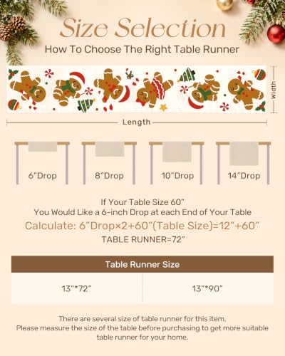 Miss Adola Embroidered Canvas 13"x90" Christmas Table Runner,