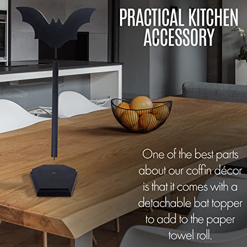 Gothic Bat Paper Towel Holder with Detachable Witchy Bat Topper - Halloween Kitchen Decor