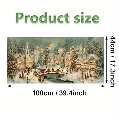 Window Privacy Film 39.37 x 17.3 in Christmas Village Static Cling - Colorful Window #04
