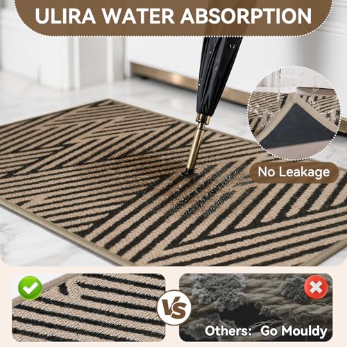Front Door Mat Indoor Outside Entrance Non-Slip Mats Brown 36"x59"