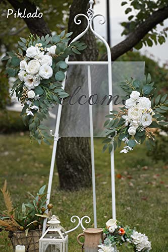 Faux Flower Swag Set for Wedding Arch & Sign Decor - White - Set of 2