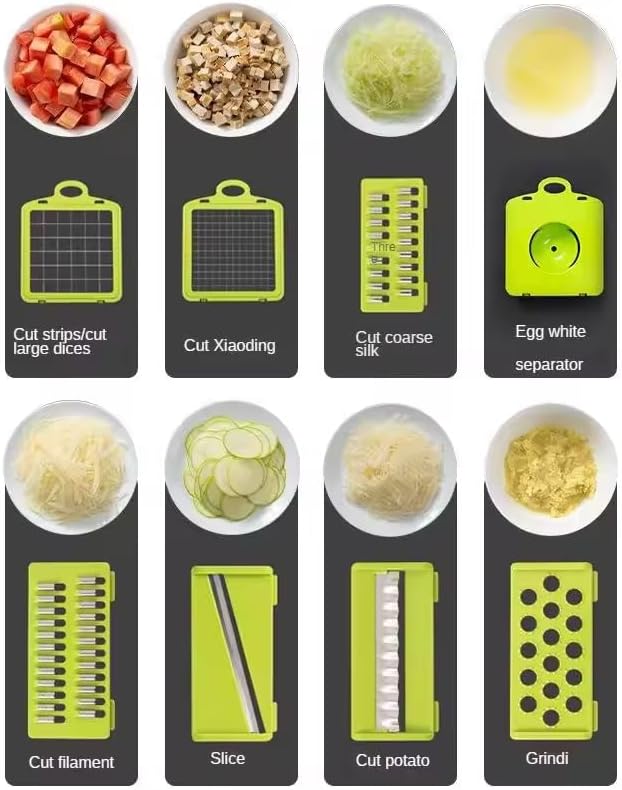 Skiennix 16-in-1 Multifunctional Vegetable Chopper - BPA-Free Onion Dicer & Salad Food Processor with Container