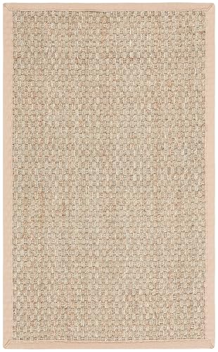Natural Fiber Accent Rug 3x5 - Textured Seagrass in Beige & Natural - Rectangular Variation
