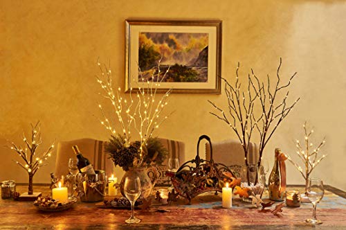 Hairui White 2-Pack Lighted Artificial Birch Tree Branch with Fairy Lights, 30 Inch, 100 LEDs, Battery Operated Christmas Decor