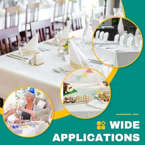 RowinsyDD 50 Pack White Disposable Plastic Tablecloths - Waterproof & Large 54x108 Inches