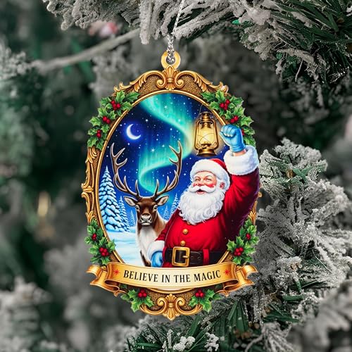 MAILAMCRAFT Santa 2 Christmas Ornament Funny Santa Claus Holiday Decor