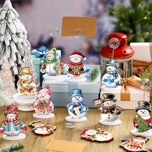 Yookeer Snowman Christmas Table Card Holders - 24 Sets Holiday Decor