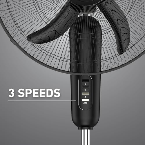 Large 18-Inch Oscillating Stand Fan - 3-Speed Adjustable Height & Tilt