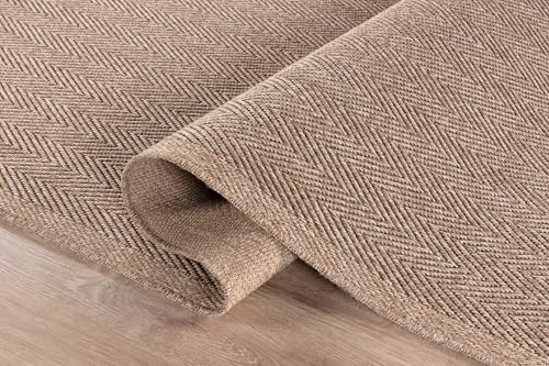 Outdoor Indoor Jute Rug 5x7 Herringbone Natural Fiber Area Rug for Living Room Patio