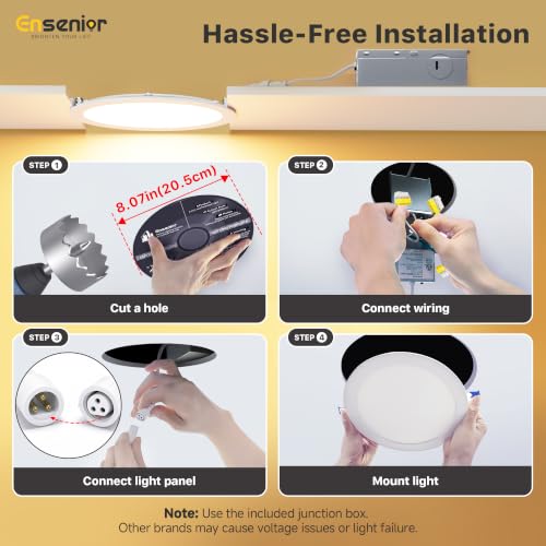 Ensenior 12 Pack 8 Inch LED Recessed Ceiling Light, 5CCT, 1600LM 18W