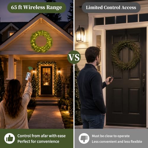 BLOSMON 36 Inch Large Prelit Outdoor Christmas Wreath with Battery-Powered Lights