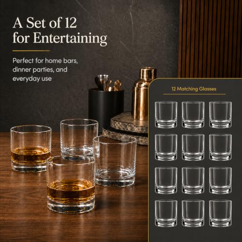 Kingrol 12 Pack 10 oz Rocks Glasses - Lead-Free Old Fashioned Whiskey Glasses Set