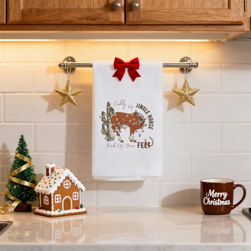 Koesus SD-14 Western Cactus Christmas Horse Kitchen Towels - 16x24 Inches