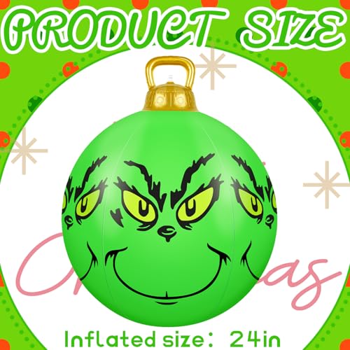 Denylo Pro 1 Pc 23.6-Inch Green Inflatable Christmas Ball Holiday Decor