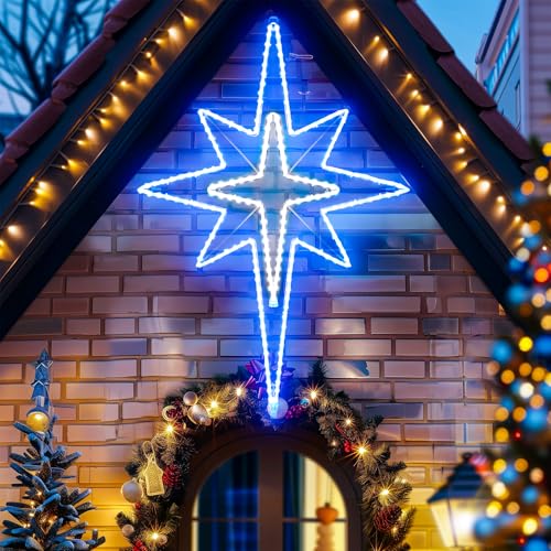 Bethlehem Star LED Light Sign, 43-Inch, Blue – Static Blue Light, Outdoor Christmas Decor